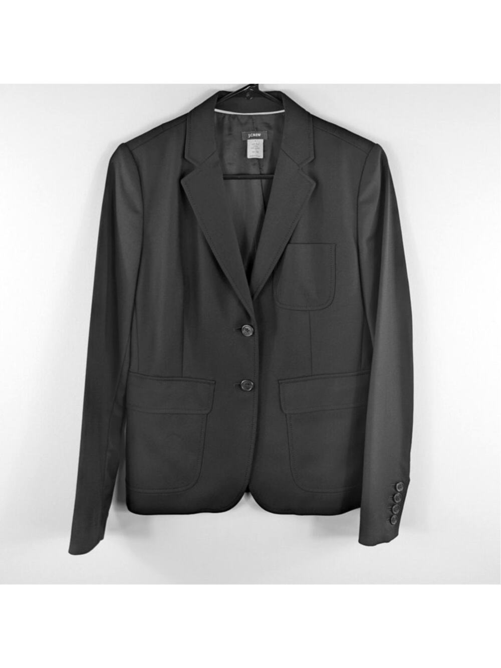 J.Crew 4 Black Wool Blazer Women Tailored Career Jacket Made in Hungary